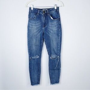 One Teaspoon - Medium Wash Distressed Skinny Jeans